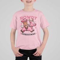 Howdy Christmas T Shirt For Kid Funny Gingerbread Cowboy Riding Reindeer Gift For Girl - Wonder Print Shop