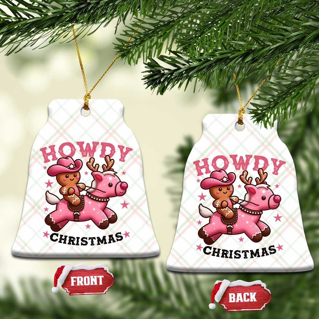 Howdy Christmas Ceramic Ornament Funny Gingerbread Cowboy Riding Reindeer Gift For Girl - Wonder Print Shop