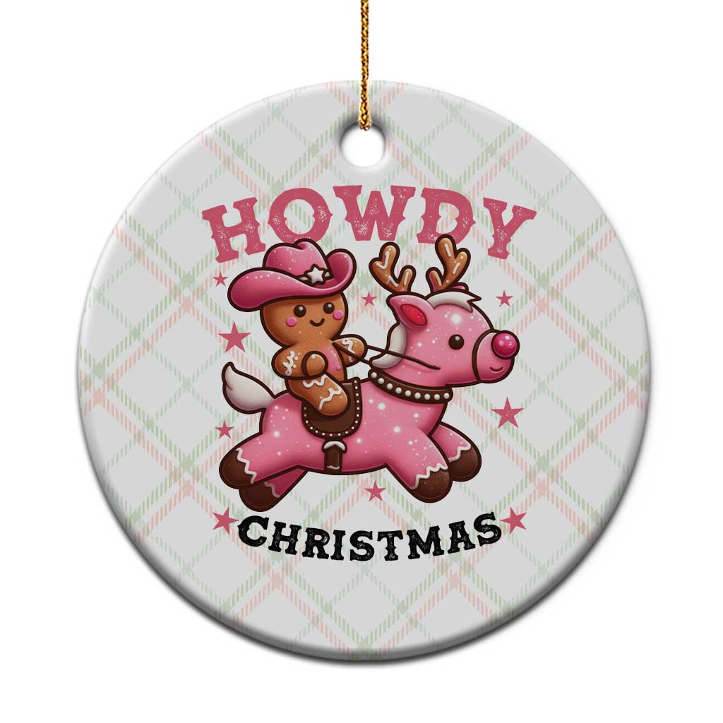 Howdy Christmas Ceramic Ornament Funny Gingerbread Cowboy Riding Reindeer Gift For Girl - Wonder Print Shop