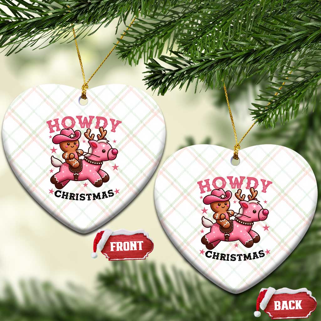 Howdy Christmas Ceramic Ornament Funny Gingerbread Cowboy Riding Reindeer Gift For Girl - Wonder Print Shop