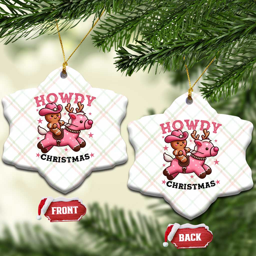 Howdy Christmas Ceramic Ornament Funny Gingerbread Cowboy Riding Reindeer Gift For Girl - Wonder Print Shop