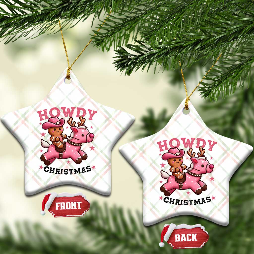 Howdy Christmas Ceramic Ornament Funny Gingerbread Cowboy Riding Reindeer Gift For Girl - Wonder Print Shop