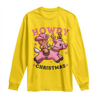 Howdy Christmas Long Sleeve Shirt Funny Gingerbread Cowboy Riding Reindeer Gift For Girl - Wonder Print Shop