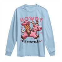 Howdy Christmas Long Sleeve Shirt Funny Gingerbread Cowboy Riding Reindeer Gift For Girl - Wonder Print Shop