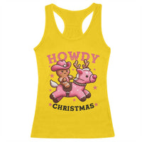 Howdy Christmas Racerback Tank Top Funny Gingerbread Cowboy Riding Reindeer Gift For Girl - Wonder Print Shop