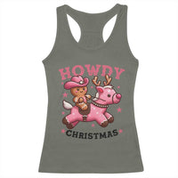 Howdy Christmas Racerback Tank Top Funny Gingerbread Cowboy Riding Reindeer Gift For Girl - Wonder Print Shop
