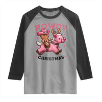 Howdy Christmas Raglan Shirt Funny Gingerbread Cowboy Riding Reindeer Gift For Girl - Wonder Print Shop