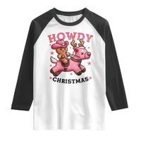 Howdy Christmas Raglan Shirt Funny Gingerbread Cowboy Riding Reindeer Gift For Girl - Wonder Print Shop