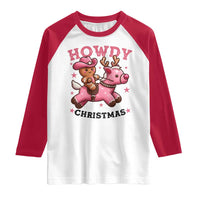 Howdy Christmas Raglan Shirt Funny Gingerbread Cowboy Riding Reindeer Gift For Girl - Wonder Print Shop