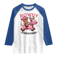Howdy Christmas Raglan Shirt Funny Gingerbread Cowboy Riding Reindeer Gift For Girl - Wonder Print Shop
