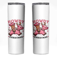 Howdy Christmas Skinny Tumbler Funny Gingerbread Cowboy Riding Reindeer Gift For Girl - Wonder Print Shop