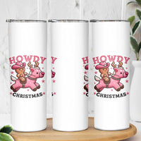Howdy Christmas Skinny Tumbler Funny Gingerbread Cowboy Riding Reindeer Gift For Girl - Wonder Print Shop