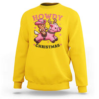 Howdy Christmas Sweatshirt Funny Gingerbread Cowboy Riding Reindeer Gift For Girl - Wonder Print Shop
