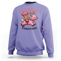 Howdy Christmas Sweatshirt Funny Gingerbread Cowboy Riding Reindeer Gift For Girl - Wonder Print Shop