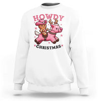 Howdy Christmas Sweatshirt Funny Gingerbread Cowboy Riding Reindeer Gift For Girl - Wonder Print Shop