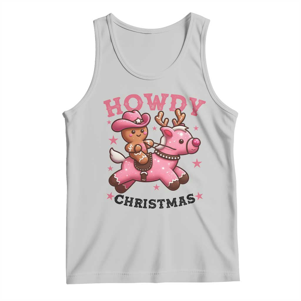 Howdy Christmas Tank Top Funny Gingerbread Cowboy Riding Reindeer Gift For Girl - Wonder Print Shop