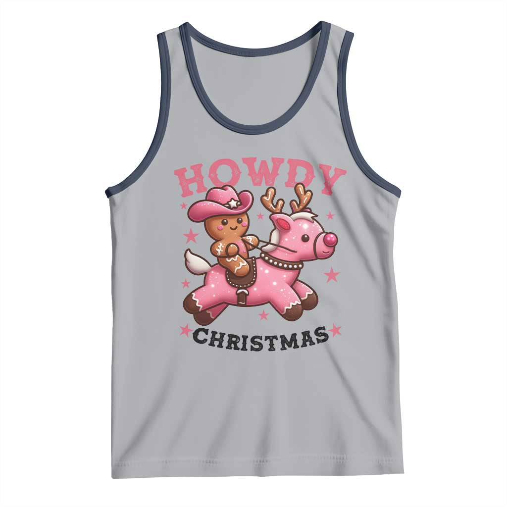 Howdy Christmas Tank Top Funny Gingerbread Cowboy Riding Reindeer Gift For Girl - Wonder Print Shop