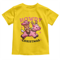 Howdy Christmas Toddler T Shirt Funny Gingerbread Cowboy Riding Reindeer Gift For Girl - Wonder Print Shop
