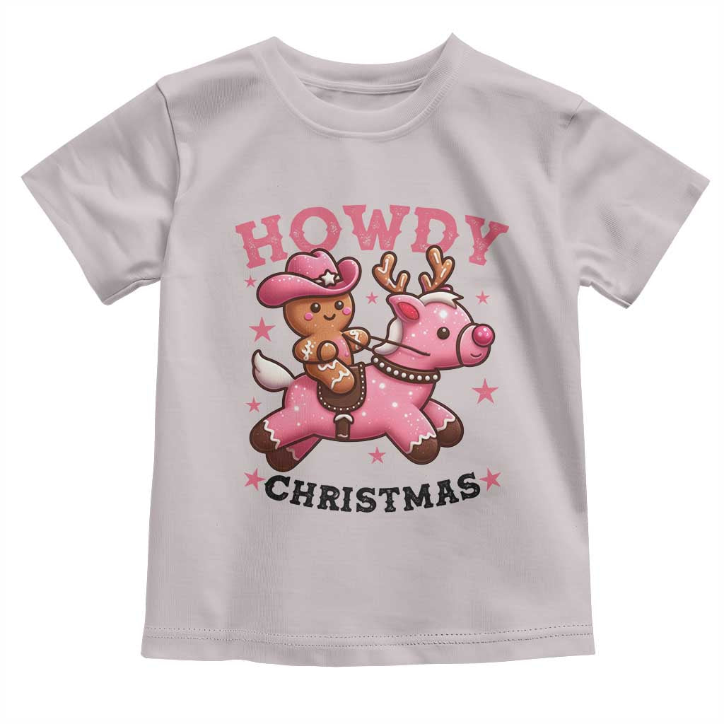Howdy Christmas Toddler T Shirt Funny Gingerbread Cowboy Riding Reindeer Gift For Girl - Wonder Print Shop