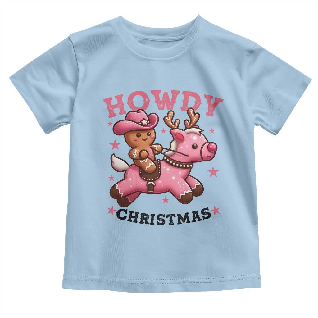 Howdy Christmas Toddler T Shirt Funny Gingerbread Cowboy Riding Reindeer Gift For Girl - Wonder Print Shop