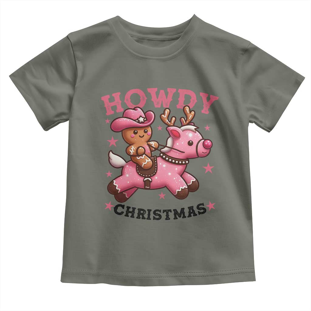 Howdy Christmas Toddler T Shirt Funny Gingerbread Cowboy Riding Reindeer Gift For Girl - Wonder Print Shop