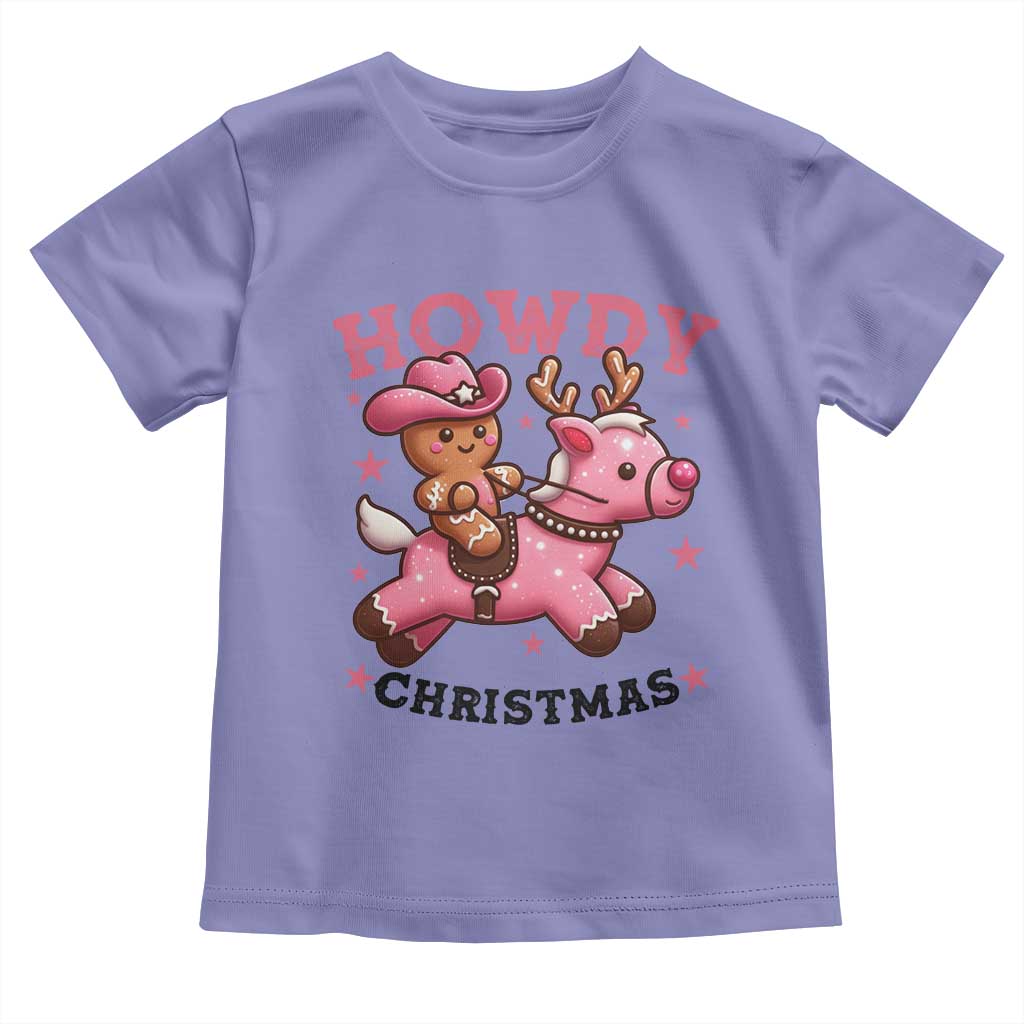 Howdy Christmas Toddler T Shirt Funny Gingerbread Cowboy Riding Reindeer Gift For Girl - Wonder Print Shop