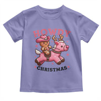 Howdy Christmas Toddler T Shirt Funny Gingerbread Cowboy Riding Reindeer Gift For Girl - Wonder Print Shop