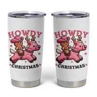 Howdy Christmas Tumbler Cup Funny Gingerbread Cowboy Riding Reindeer Gift For Girl - Wonder Print Shop