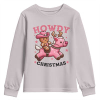 Howdy Christmas Youth Sweatshirt Funny Gingerbread Cowboy Riding Reindeer Gift For Girl - Wonder Print Shop