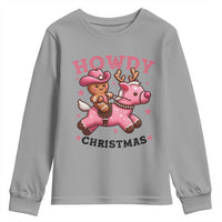 Howdy Christmas Youth Sweatshirt Funny Gingerbread Cowboy Riding Reindeer Gift For Girl - Wonder Print Shop