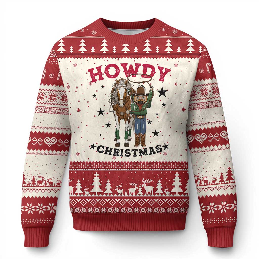 Funny Nutcracker Cowboy Howdy Xmas Ugly Christmas Sweater Western Holiday Gift - Wonder Print Shop