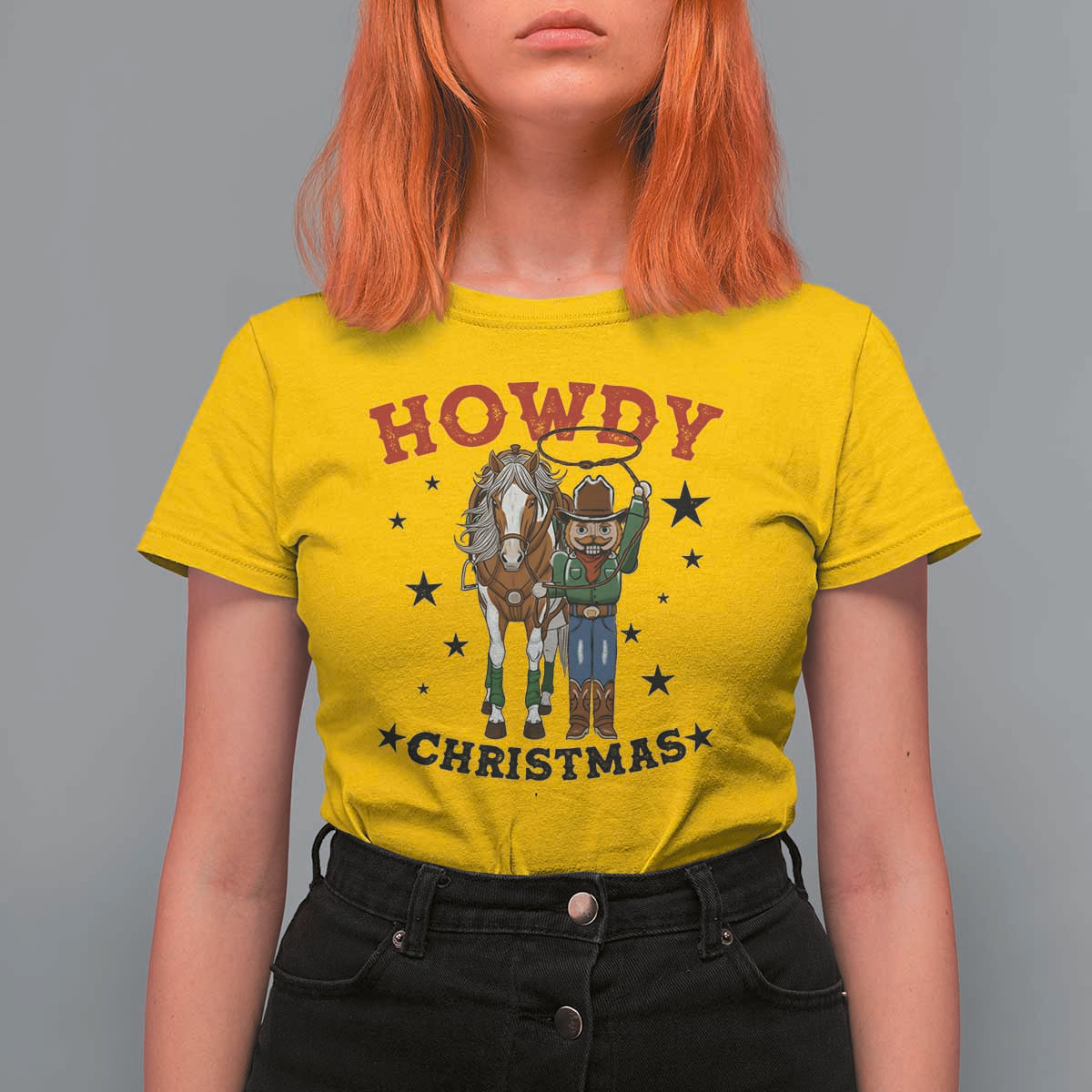 Funny Nutcracker Cowboy Howdy Christmas T Shirt For Women Western Holiday Gift - Wonder Print Shop