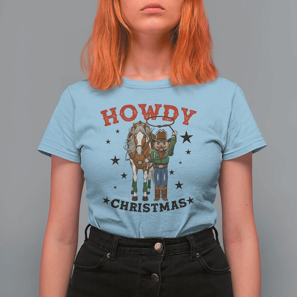 Funny Nutcracker Cowboy Howdy Christmas T Shirt For Women Western Holiday Gift - Wonder Print Shop