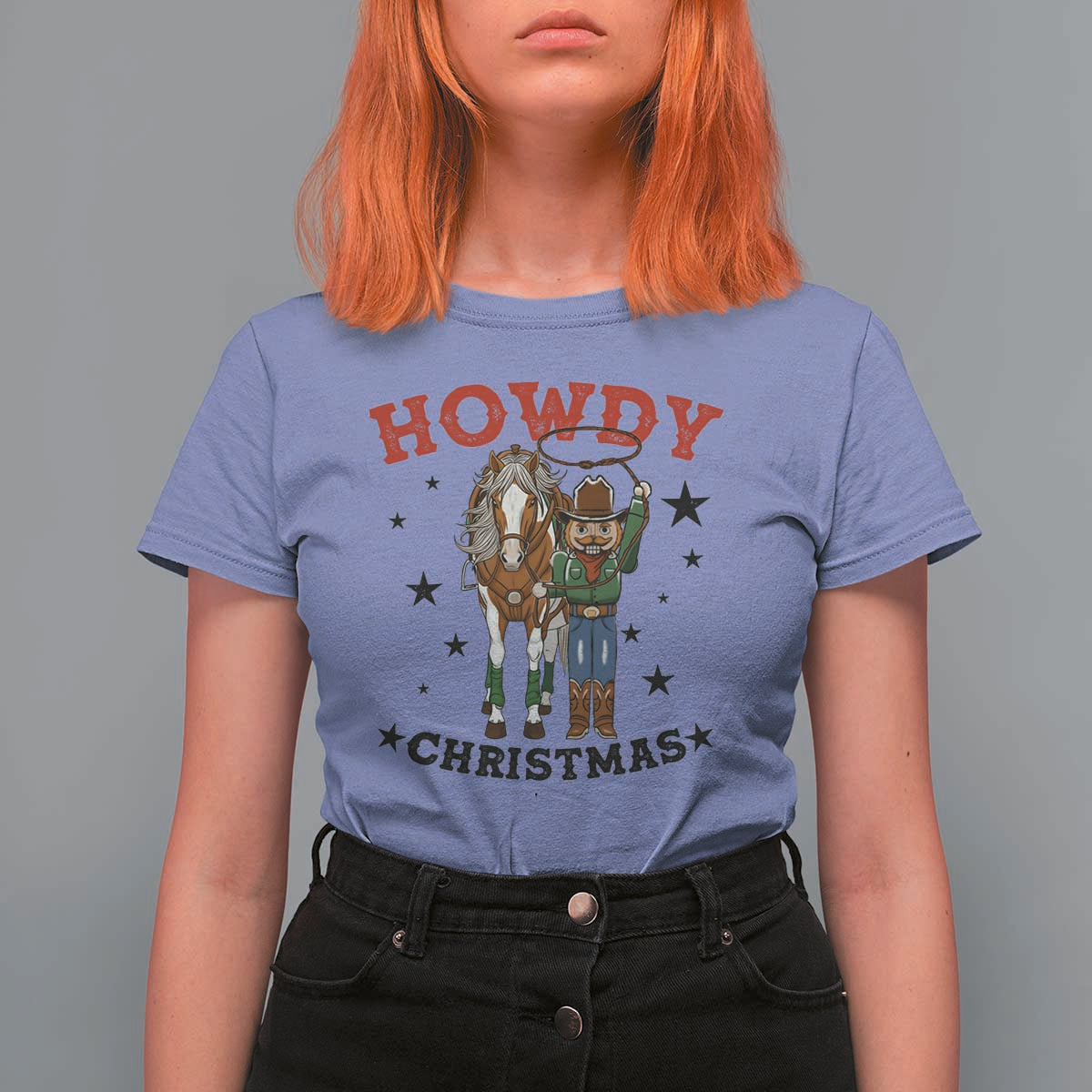 Funny Nutcracker Cowboy Howdy Christmas T Shirt For Women Western Holiday Gift - Wonder Print Shop