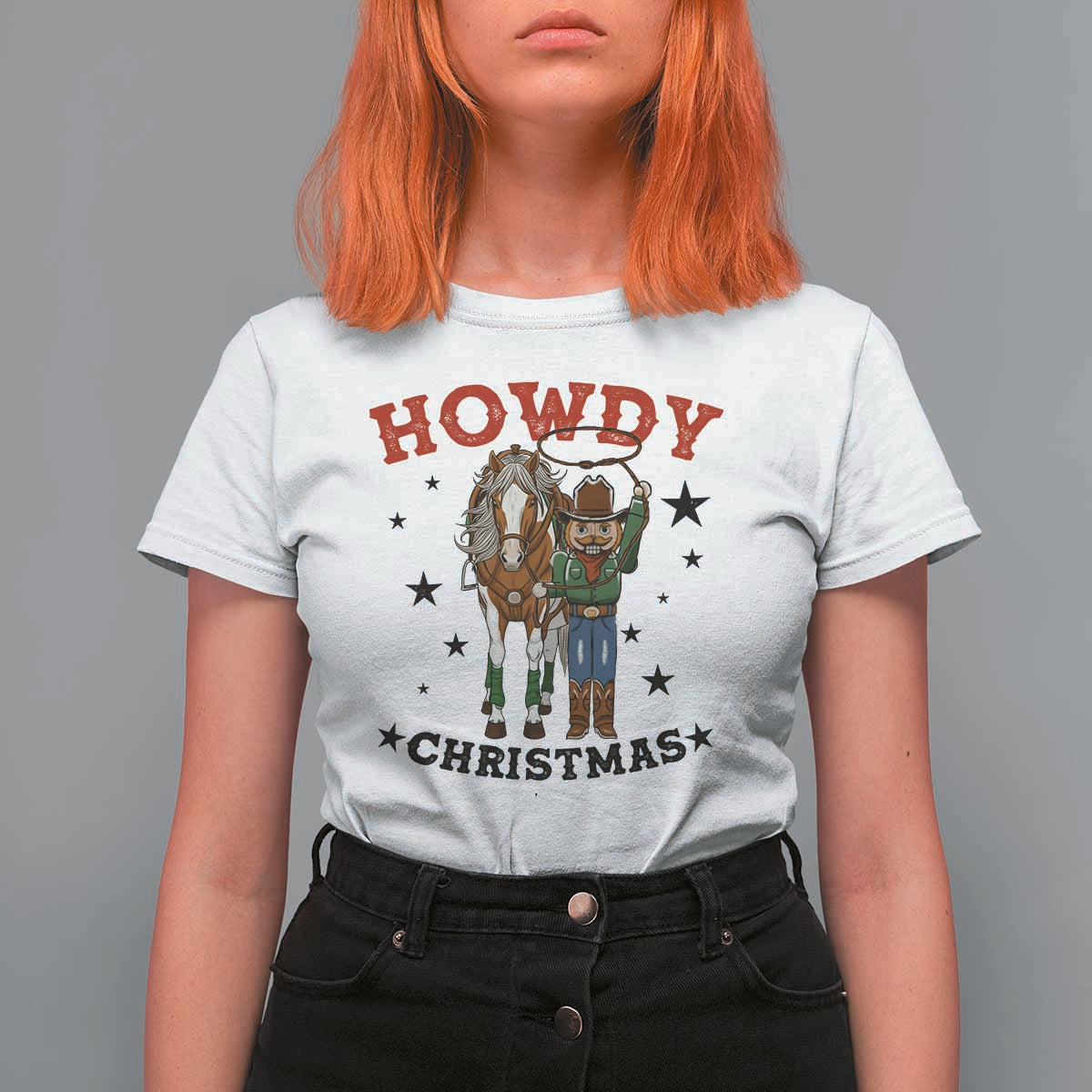 Funny Nutcracker Cowboy Howdy Christmas T Shirt For Women Western Holiday Gift - Wonder Print Shop