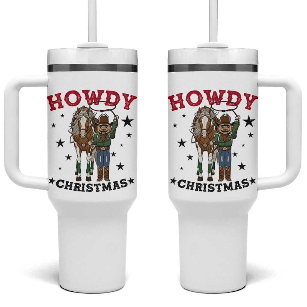 Funny Nutcracker Cowboy Howdy Christmas Tumbler With Handle Western Holiday Gift - Wonder Print Shop
