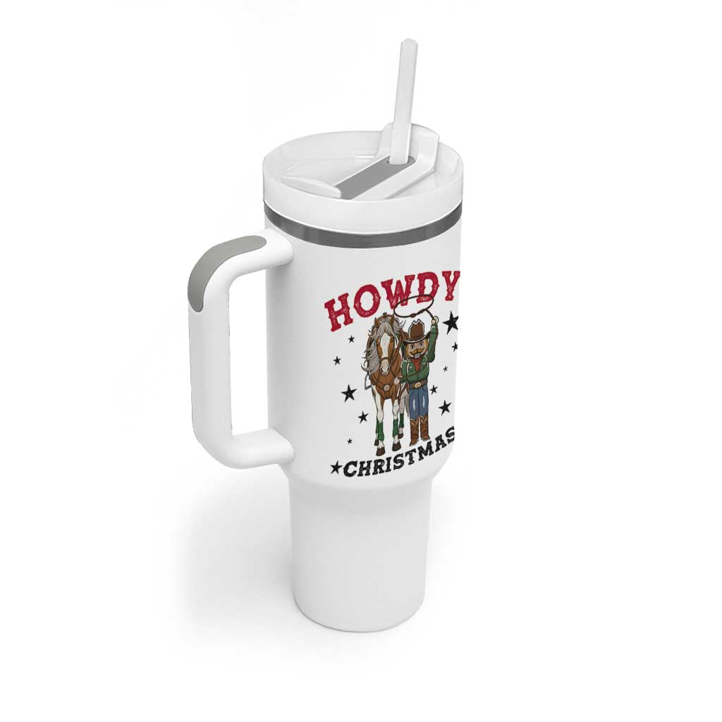 Funny Nutcracker Cowboy Howdy Christmas Tumbler With Handle Western Holiday Gift - Wonder Print Shop