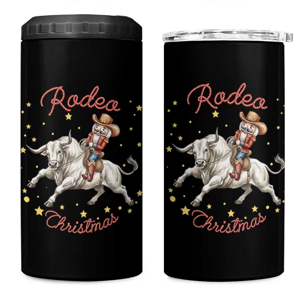 Funny Nutcracker Bull Riding Rodeo Christmas 4 in 1 Can Cooler Tumbler Western Holiday Gift - Wonder Print Shop