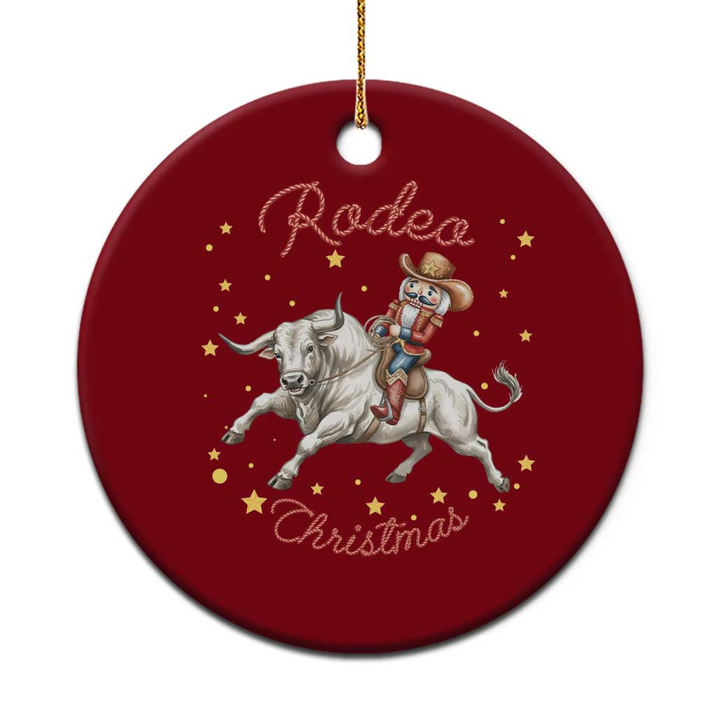 Funny Nutcracker Bull Riding Rodeo Christmas Ceramic Ornament Western Holiday Gift - Wonder Print Shop