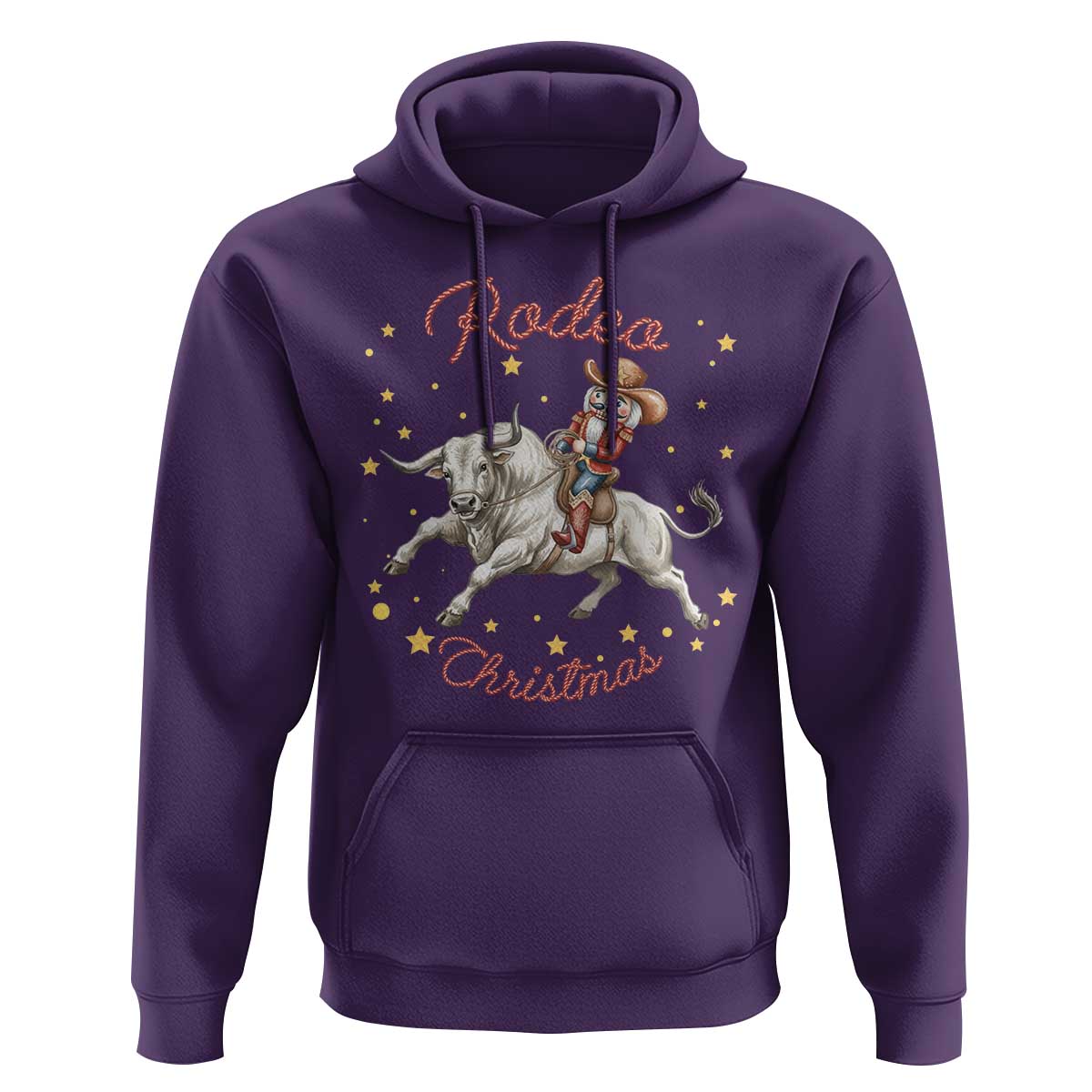 Funny Nutcracker Bull Riding Rodeo Christmas Hoodie Western Holiday Gift - Wonder Print Shop