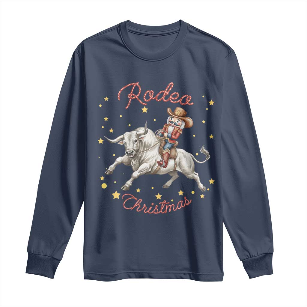 Funny Nutcracker Bull Riding Rodeo Christmas Long Sleeve Shirt Western Holiday Gift - Wonder Print Shop