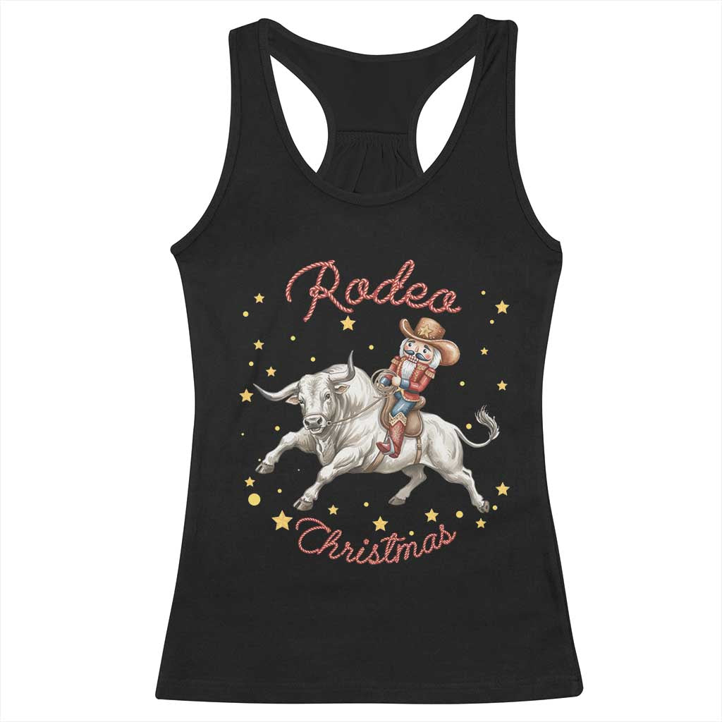 Funny Nutcracker Bull Riding Rodeo Christmas Racerback Tank Top Western Holiday Gift - Wonder Print Shop