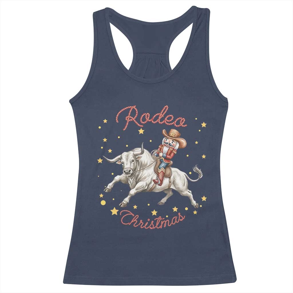 Funny Nutcracker Bull Riding Rodeo Christmas Racerback Tank Top Western Holiday Gift - Wonder Print Shop