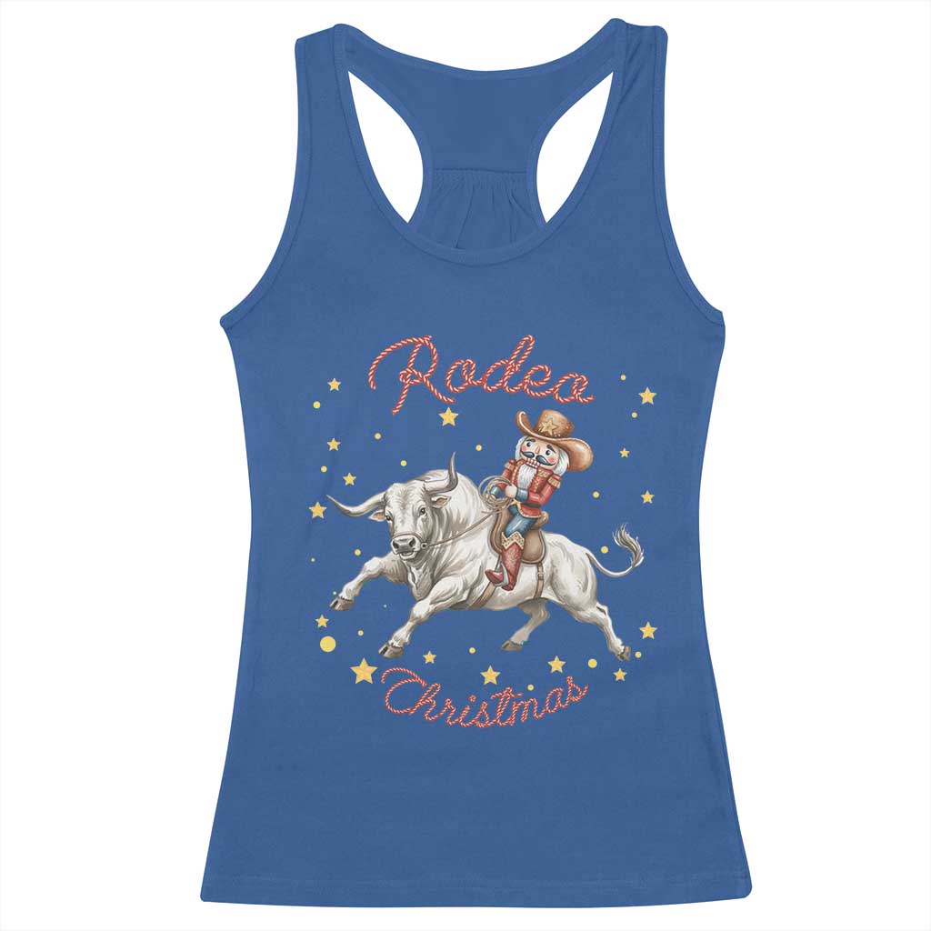 Funny Nutcracker Bull Riding Rodeo Christmas Racerback Tank Top Western Holiday Gift - Wonder Print Shop