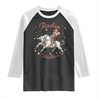 Funny Nutcracker Bull Riding Rodeo Christmas Raglan Shirt Western Holiday Gift - Wonder Print Shop
