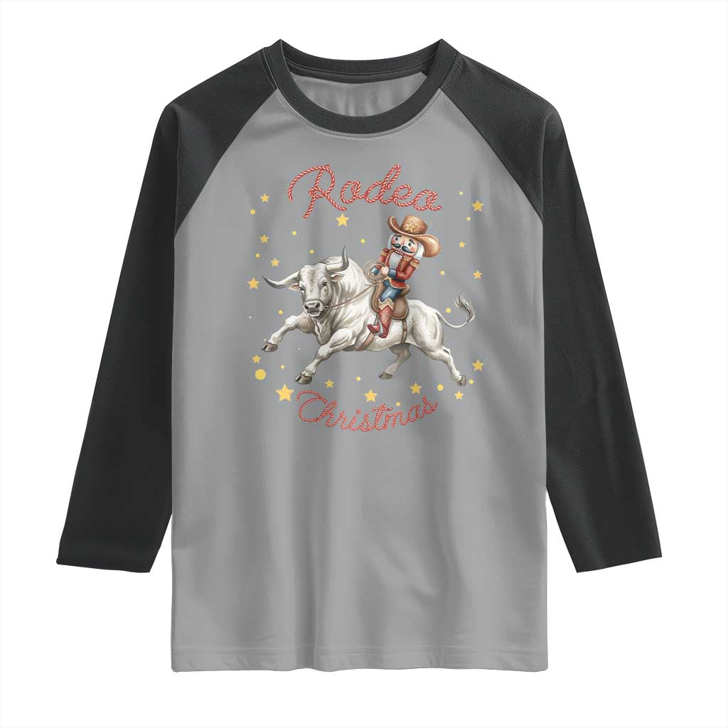 Funny Nutcracker Bull Riding Rodeo Christmas Raglan Shirt Western Holiday Gift - Wonder Print Shop