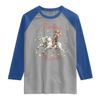 Funny Nutcracker Bull Riding Rodeo Christmas Raglan Shirt Western Holiday Gift - Wonder Print Shop