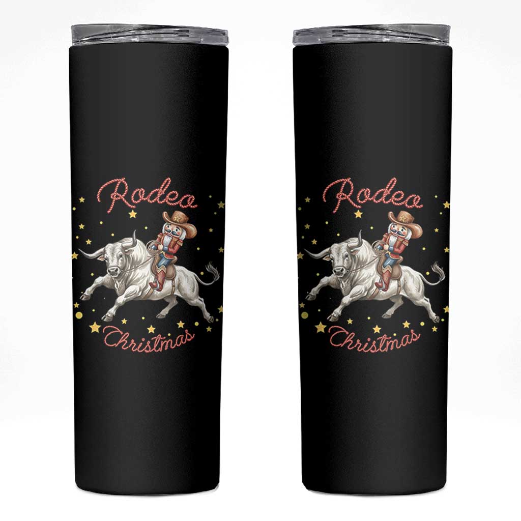 Funny Nutcracker Bull Riding Rodeo Christmas Skinny Tumbler Western Holiday Gift - Wonder Print Shop