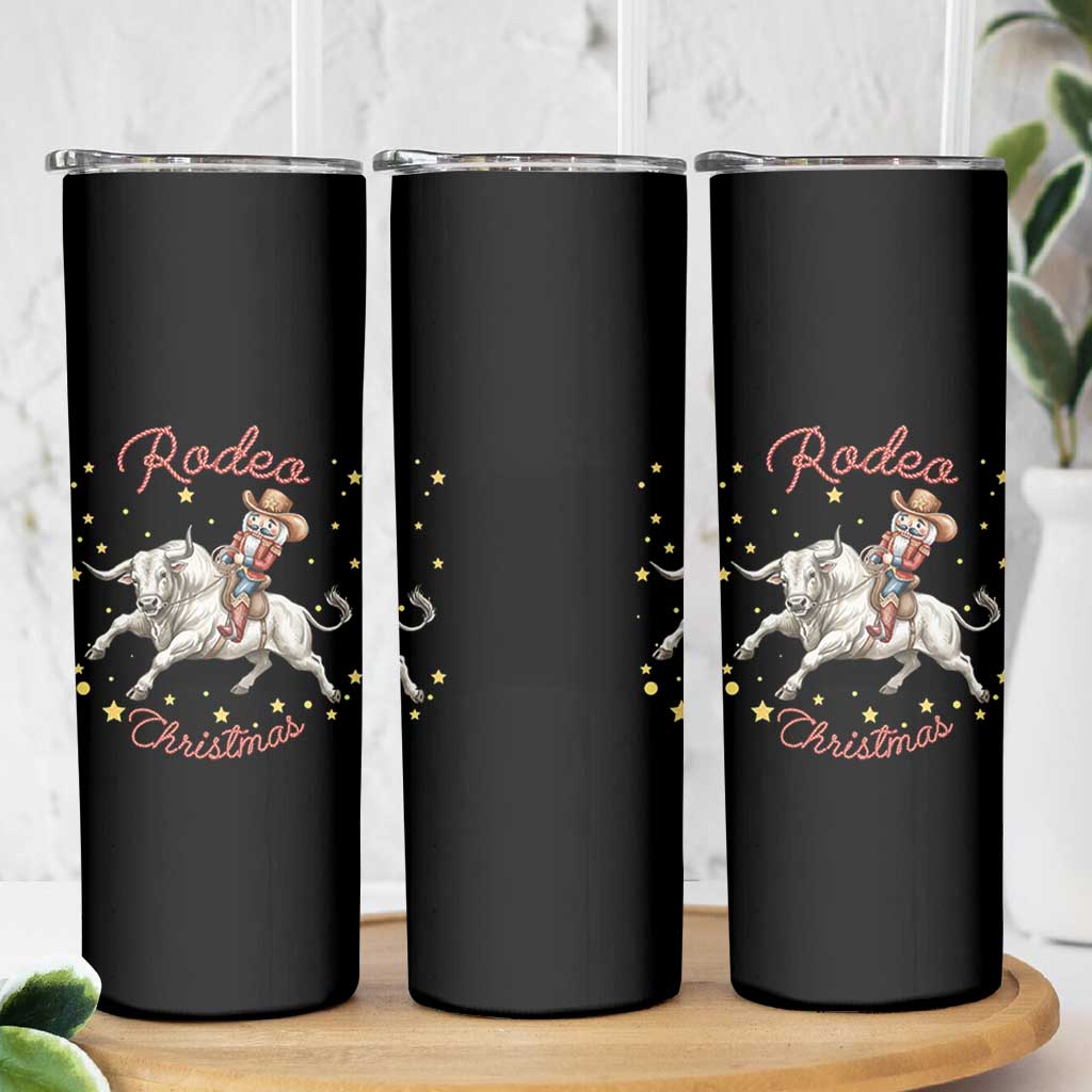 Funny Nutcracker Bull Riding Rodeo Christmas Skinny Tumbler Western Holiday Gift - Wonder Print Shop
