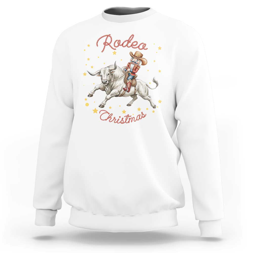 Funny Nutcracker Bull Riding Rodeo Christmas Sweatshirt Western Holiday Gift - Wonder Print Shop
